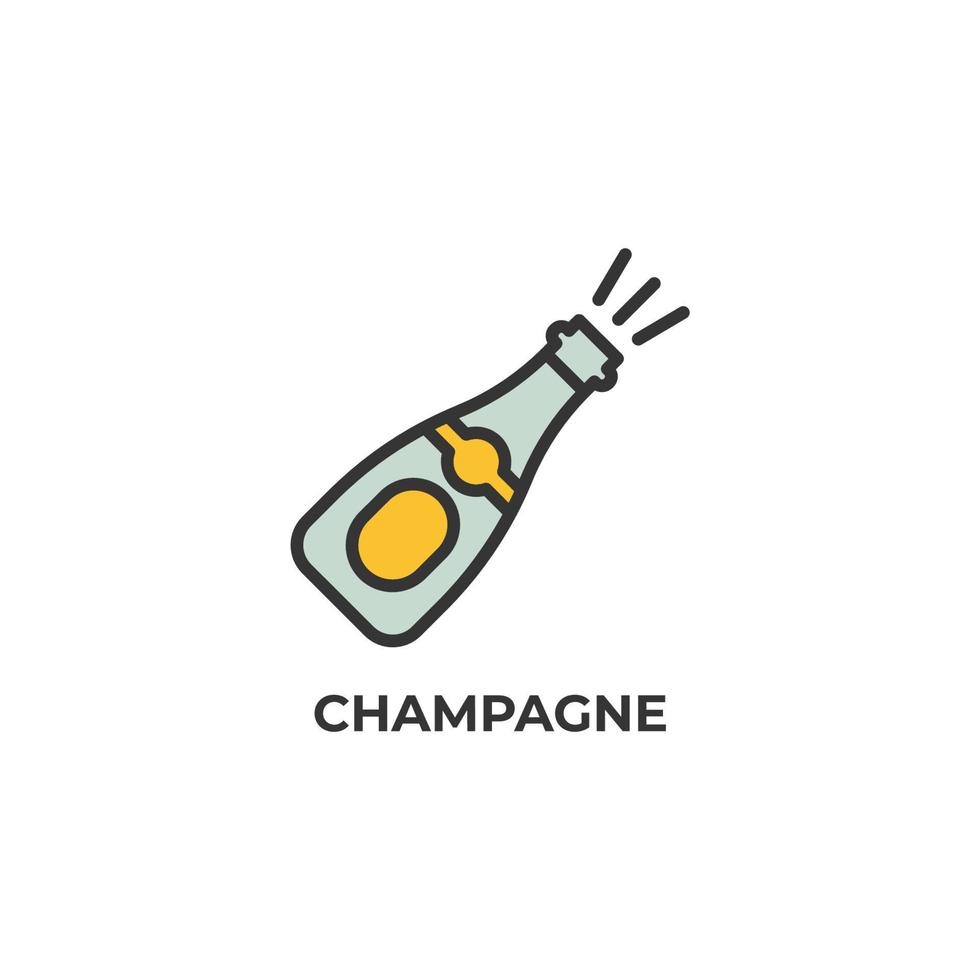 el signo vectorial del símbolo de champán está aislado en un fondo blanco. color de icono editable. vector