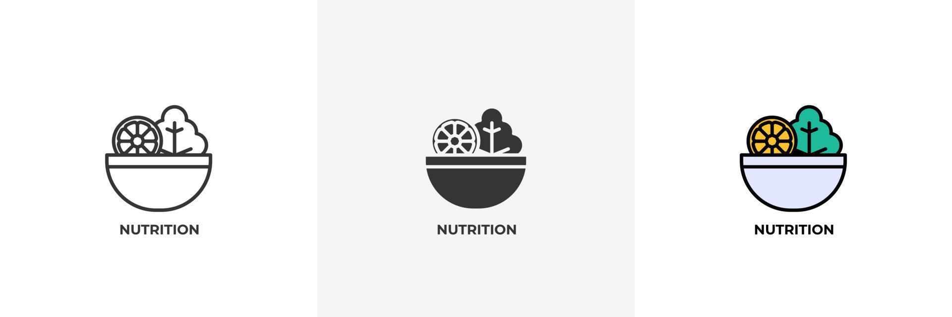 icono de nutrición. línea, contorno sólido y relleno versión en color, contorno y signo de vector relleno. símbolo de idea, ilustración de logotipo. gráficos vectoriales