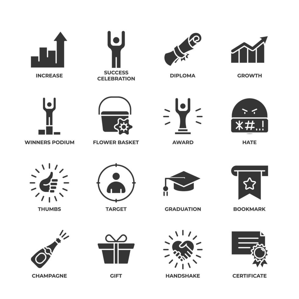 Success set icon, isolated Success set sign icon, icon color editable. vector illustration