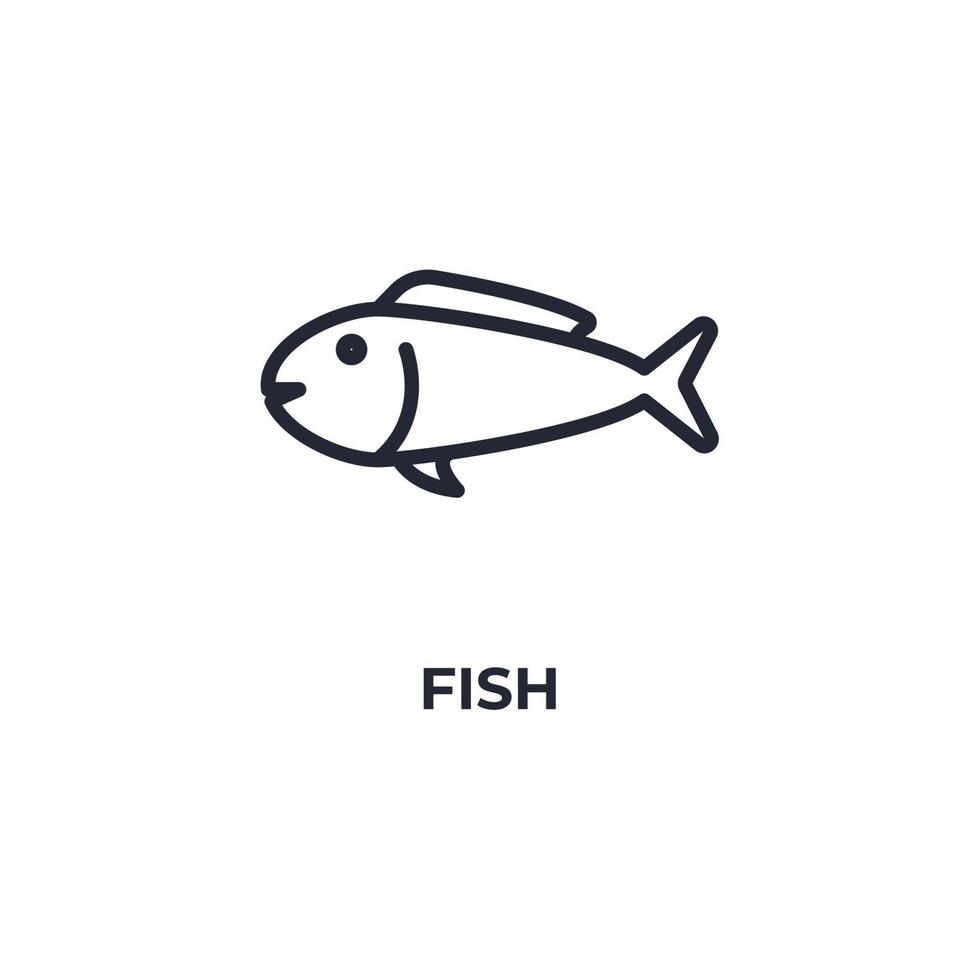 Vector sign of fish symbol is isolated on a white background. icon color editable.