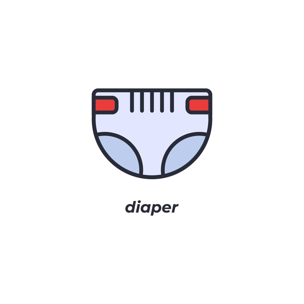 Vector sign of diaper symbol is isolated on a white background. icon color editable.
