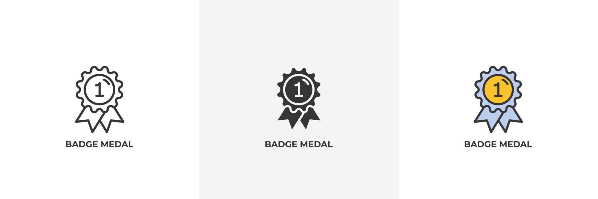 badge medal icon. Line, solid and filled outline colorful version, outline and filled vector sign. Idea Symbol, logo illustration. Vector graphics