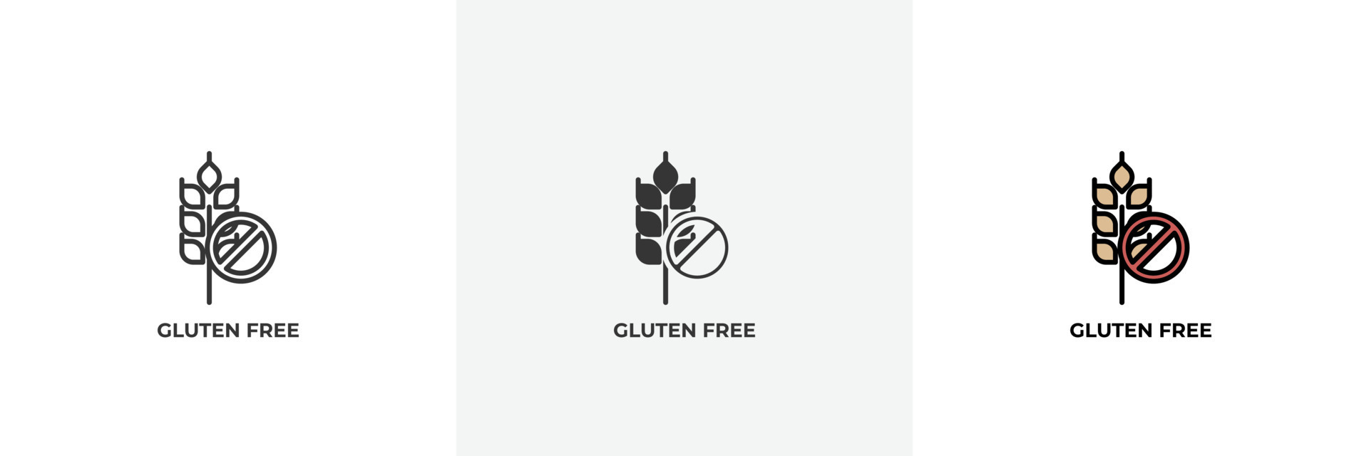 gluten free icon. Line, solid and filled outline colorful version, outline and filled vector