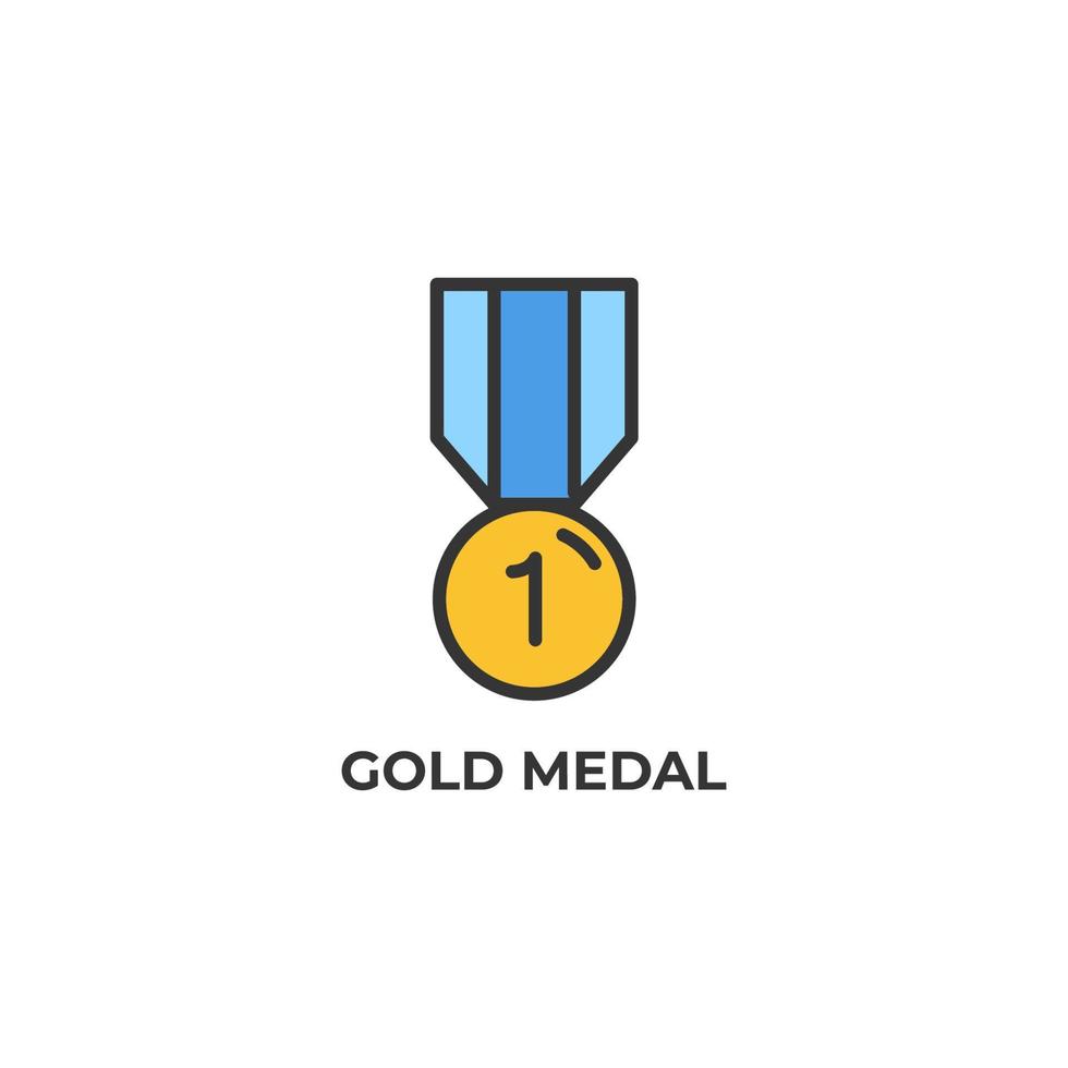Vector sign of gold medal symbol is isolated on a white background. icon color editable.