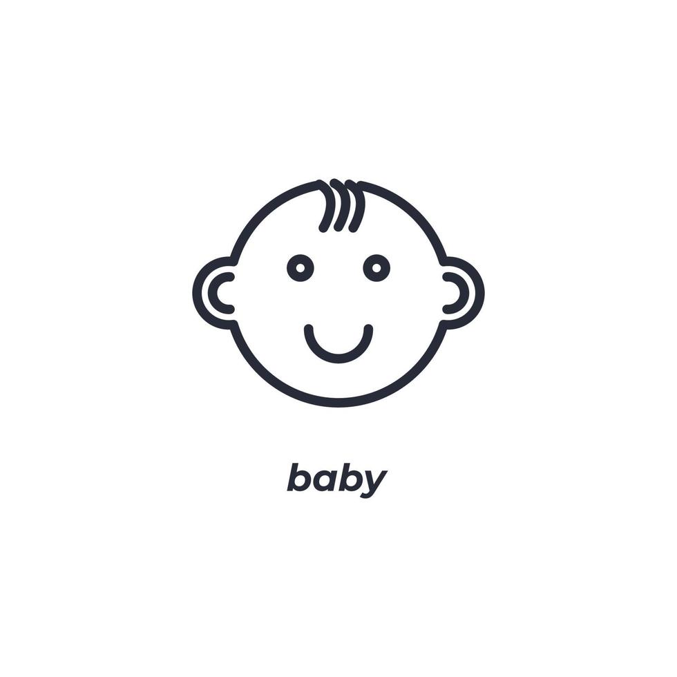 el signo vectorial del símbolo del bebé está aislado en un fondo blanco. color de icono editable. vector
