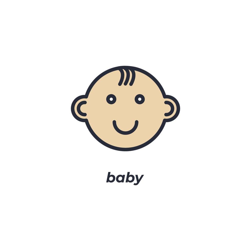 el signo vectorial del símbolo del bebé está aislado en un fondo blanco. color de icono editable. vector