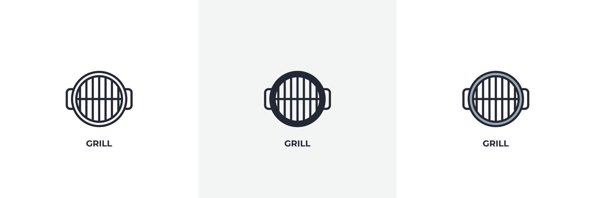 grill icon. Line, solid and filled outline colorful version, outline and filled vector sign. Idea Symbol, logo illustration. Vector graphics
