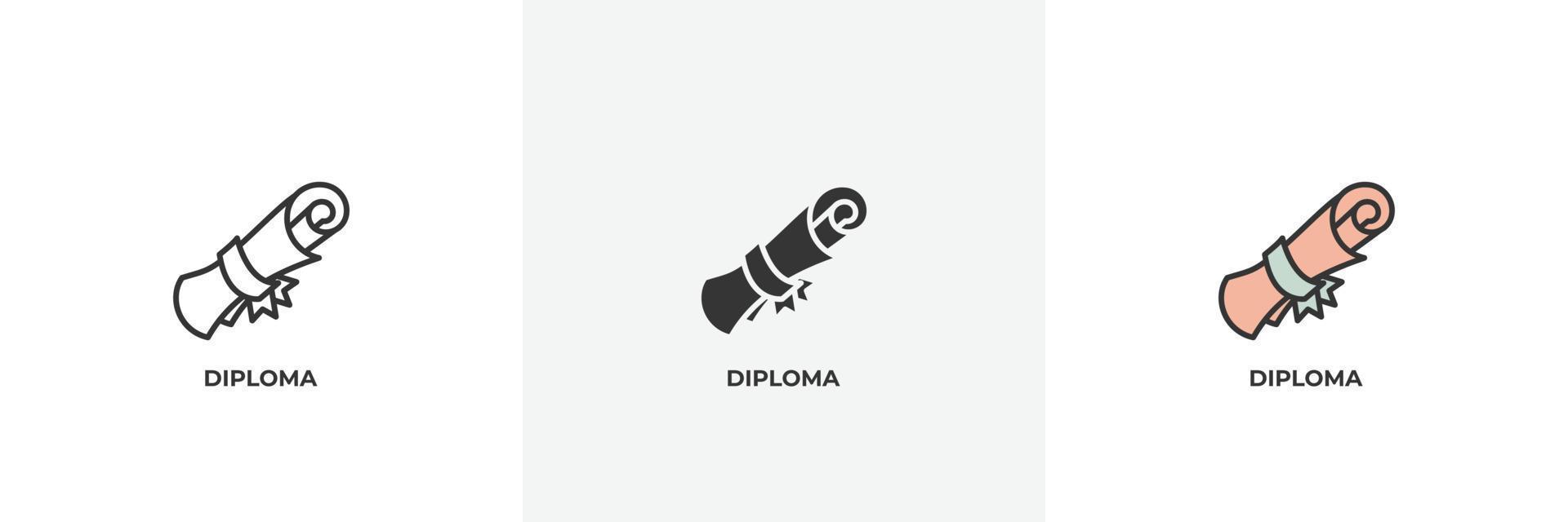 diploma icon. Line, solid and filled outline colorful version, outline and filled vector sign. Idea Symbol, logo illustration. Vector graphics