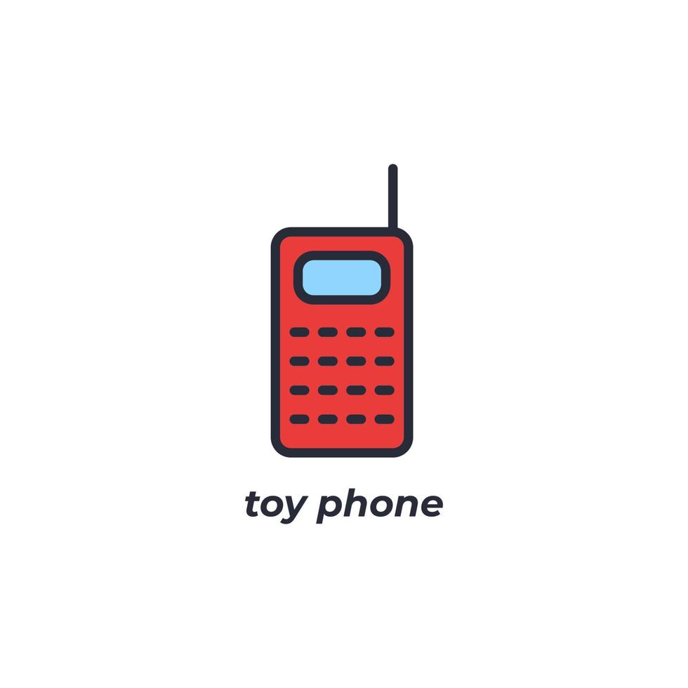 Vector sign of toy phone symbol is isolated on a white background. icon color editable.