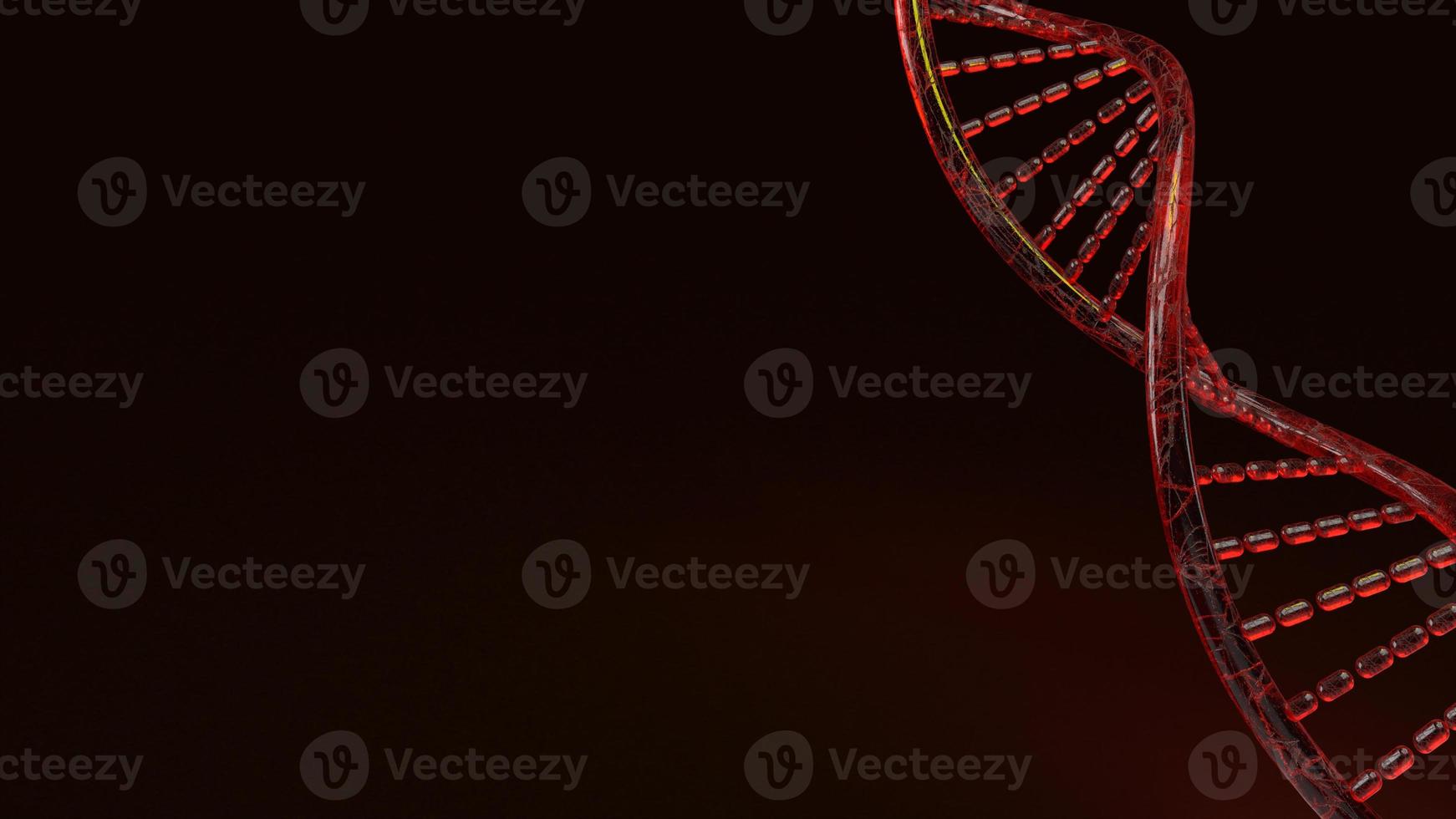 red Dna 3d rendering on black background for science content. photo