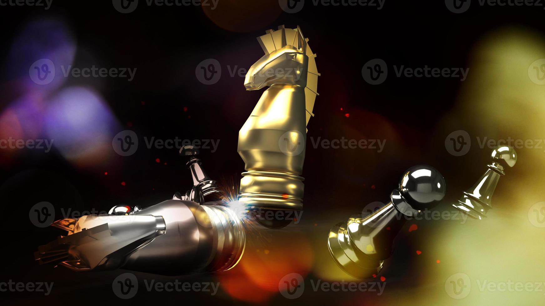 knight chess battle in game 3d rendering for business content. photo