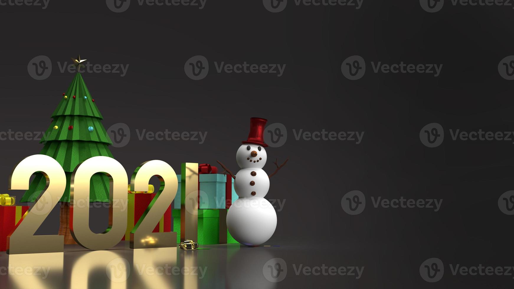 The snowman and shopping cart for Christmas and new year  holiday content 3d rendering photo