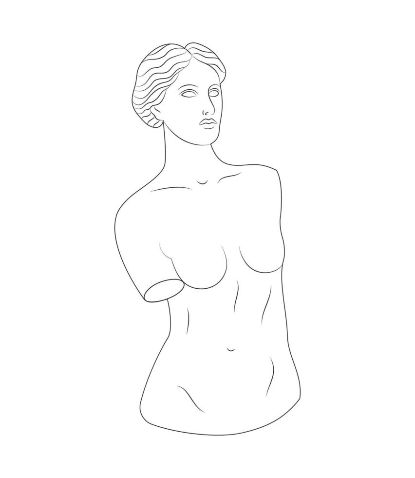 escultura griega antigua en estilo de línea. ilustración vectorial vector