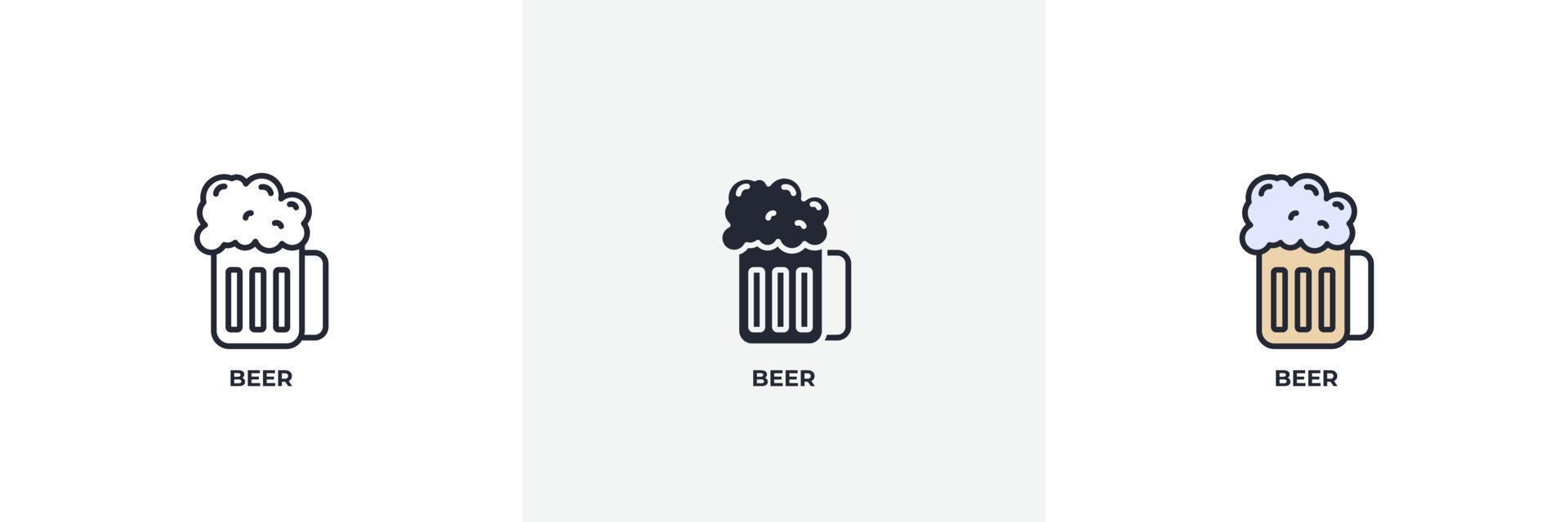 beer icon. Line, solid and filled outline colorful version, outline and filled vector sign. Idea Symbol, logo illustration. Vector graphics