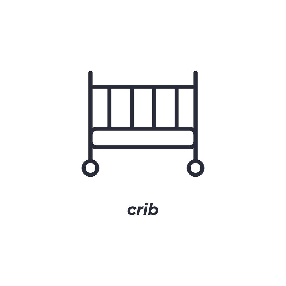 Vector sign of crib symbol is isolated on a white background. icon color editable.