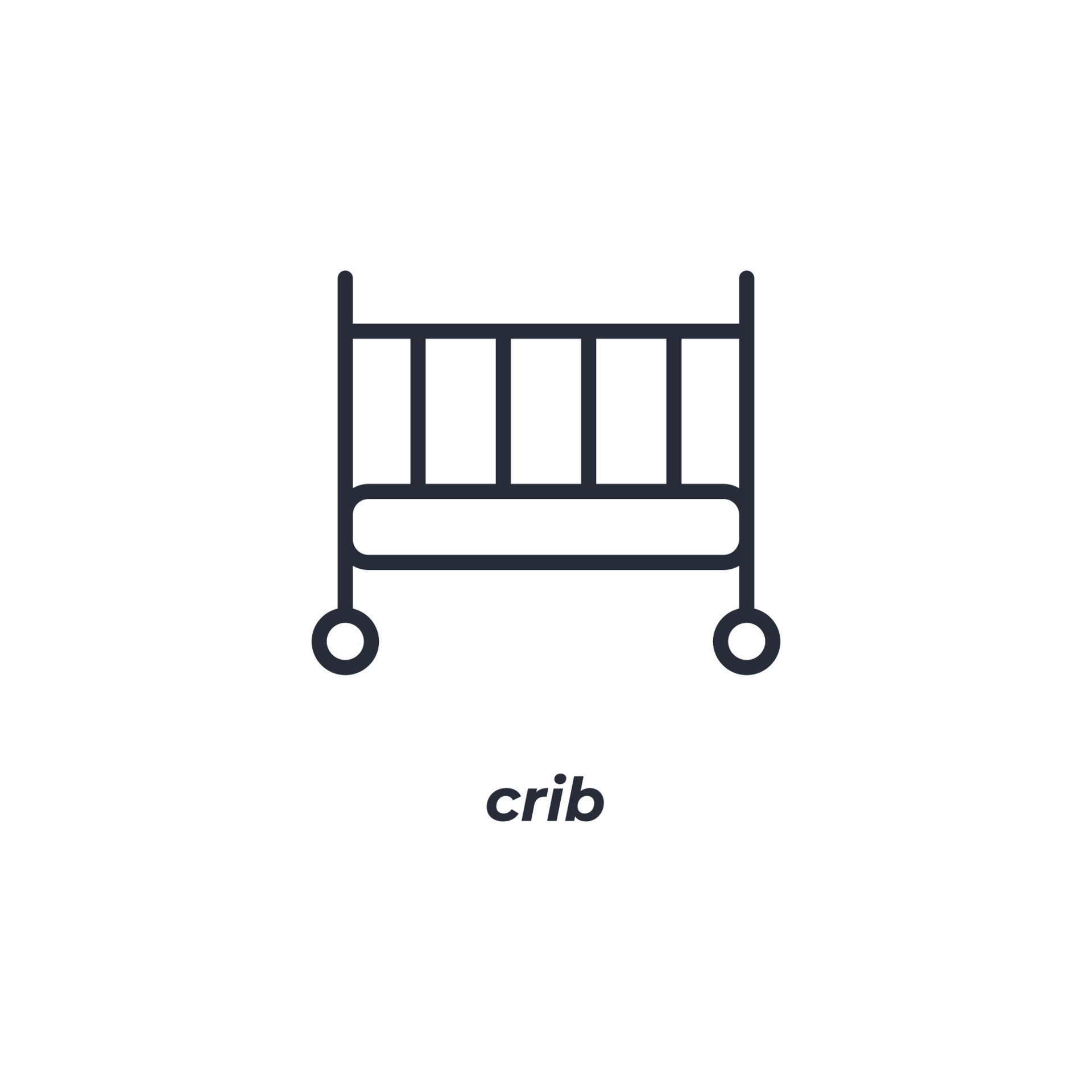 Vector sign of crib symbol is isolated on a white background. icon