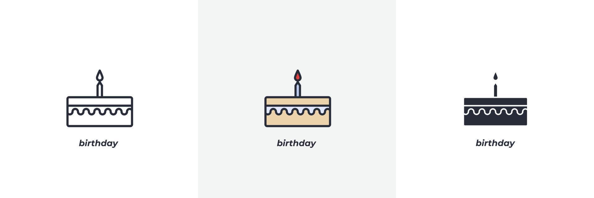 birthday icon. Line, solid and filled outline colorful version, outline and filled vector sign. Idea Symbol, logo illustration. Vector graphics