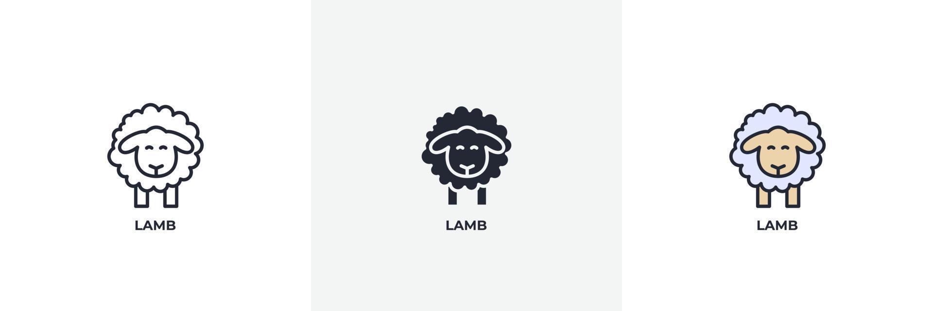 lamb icon. Line, solid and filled outline colorful version, outline and filled vector sign. Idea Symbol, logo illustration. Vector graphics