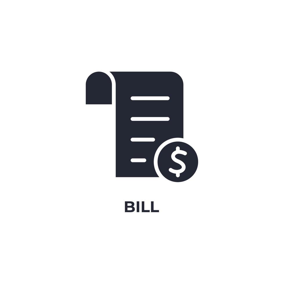 Vector sign of bill symbol is isolated on a white background. icon color editable.