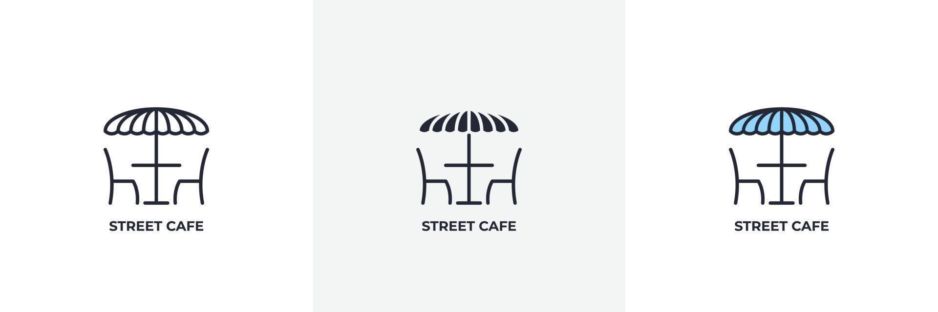 street cafe icon. Line, solid and filled outline colorful version, outline and filled vector sign. Idea Symbol, logo illustration. Vector graphics