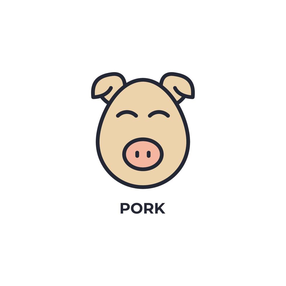 pork vector icon. Colorful flat design vector illustration. Vector graphics