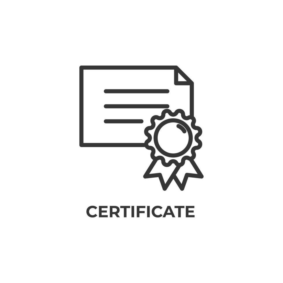 el signo vectorial del símbolo del certificado está aislado en un fondo blanco. color de icono editable. vector