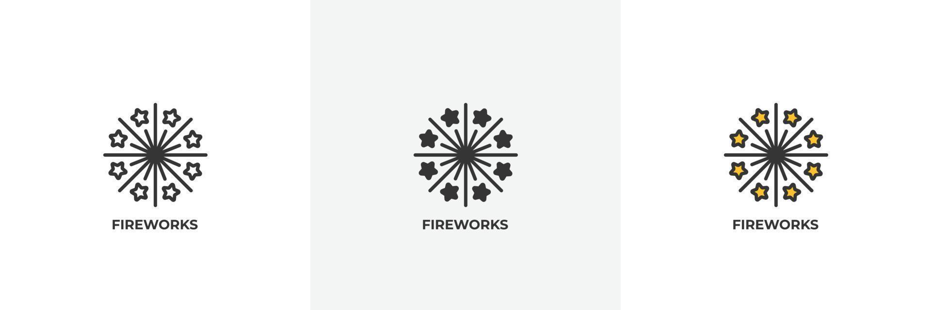 fireworks icon. Line, solid and filled outline colorful version, outline and filled vector sign. Idea Symbol, logo illustration. Vector graphics