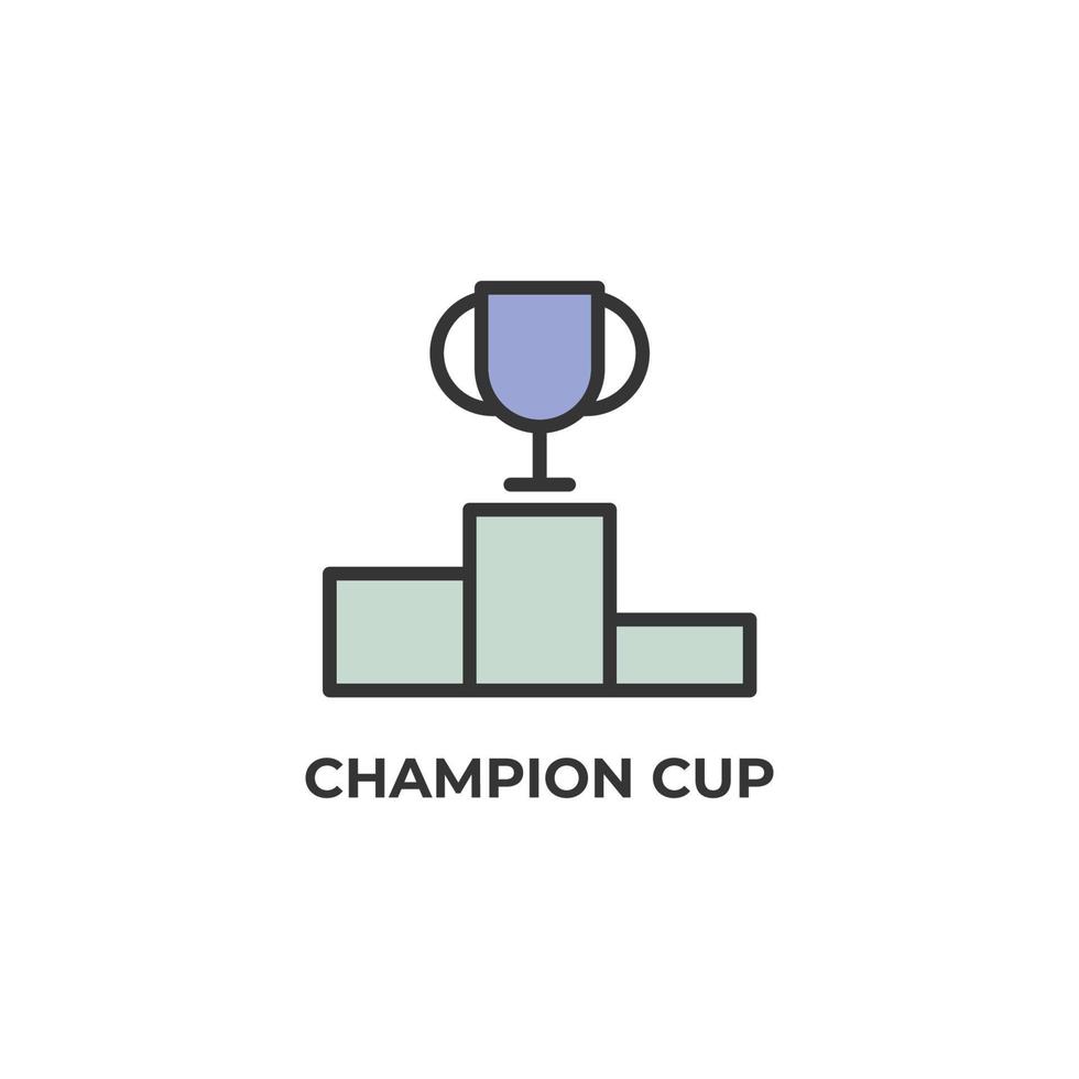Vector sign of champion cup symbol is isolated on a white background. icon color editable.