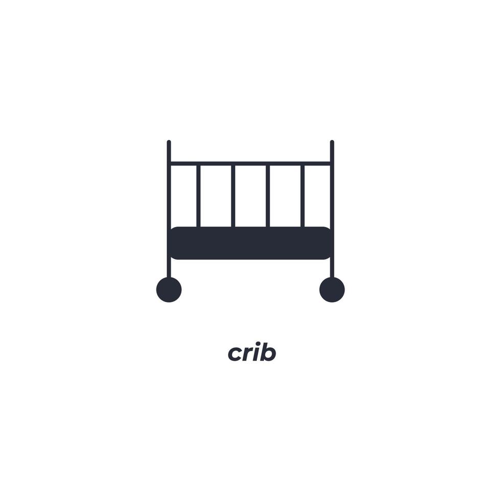 Vector sign of crib symbol is isolated on a white background. icon color editable.
