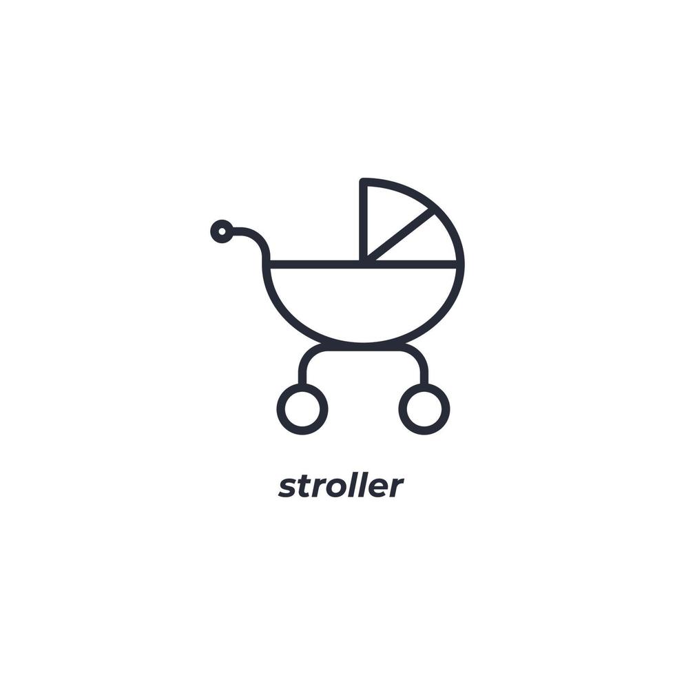 Vector sign of stroller symbol is isolated on a white background. icon color editable.