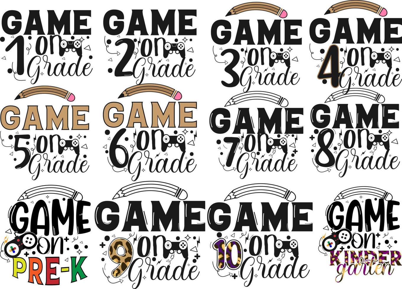 Back to School Bundle. Game on 1 grade. Game on 2 grade vector