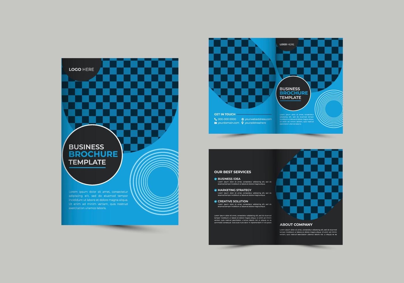 Bifold Brochure, Corporate, Agency, Creative, Marketing,Template, Print, A4, Vector