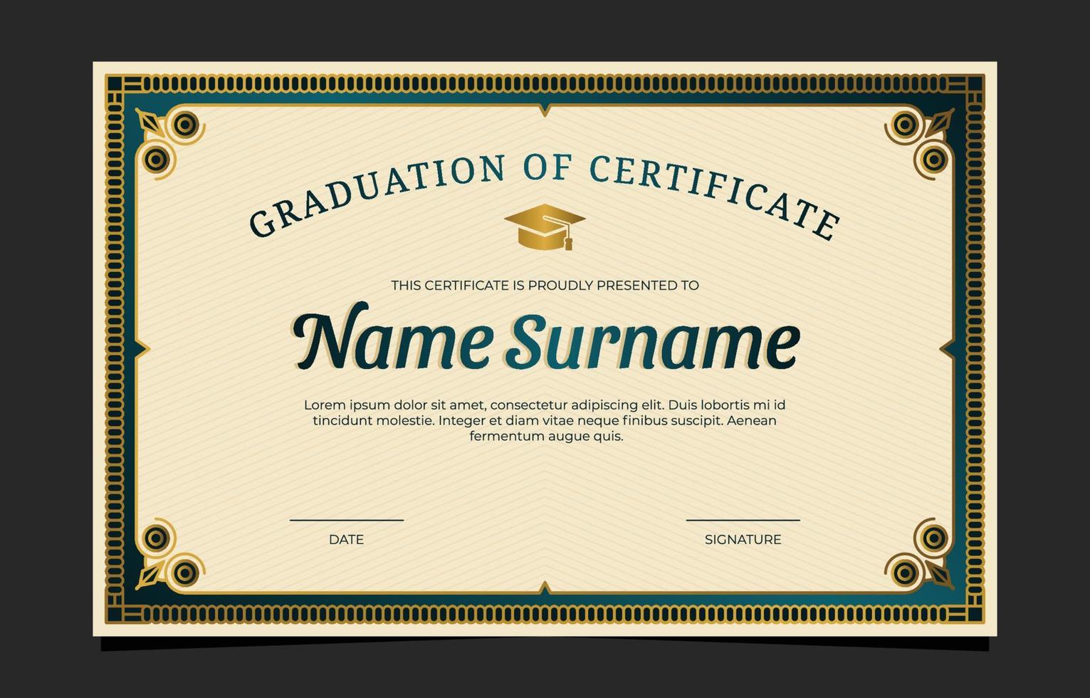 Vintage Graduation Certificate Template vector