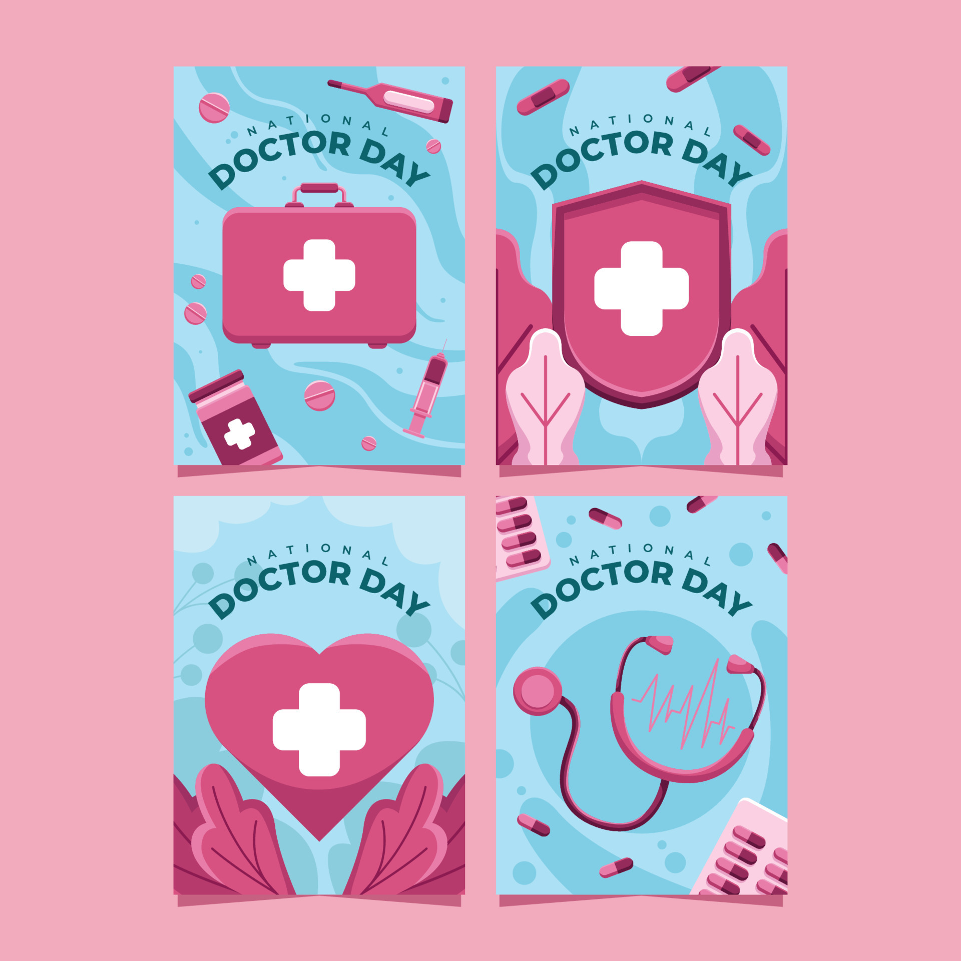 Set of National Doctor Day Card Template 10354344 Vector Art at Vecteezy
