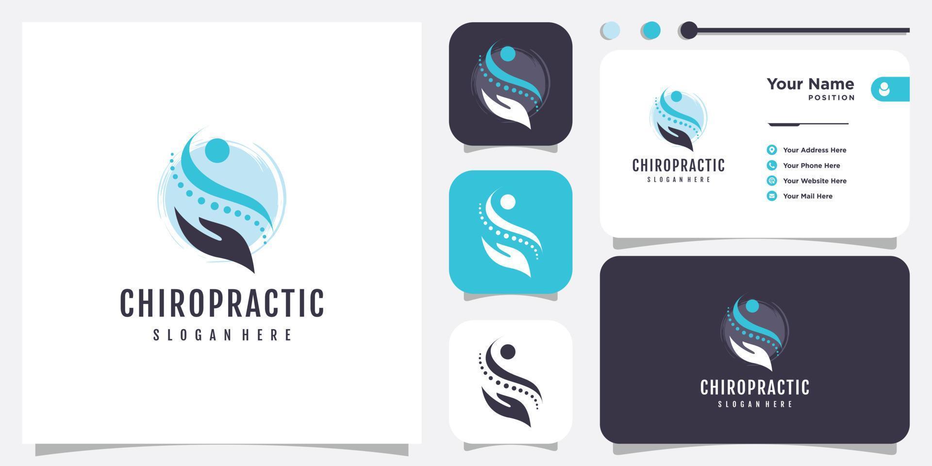 Chiroptactic logo design icon for healthcare Premium Vector