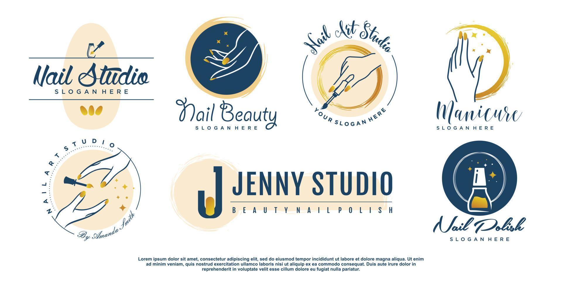 diseño de logotipo de uñas para vector premium de belleza y moda