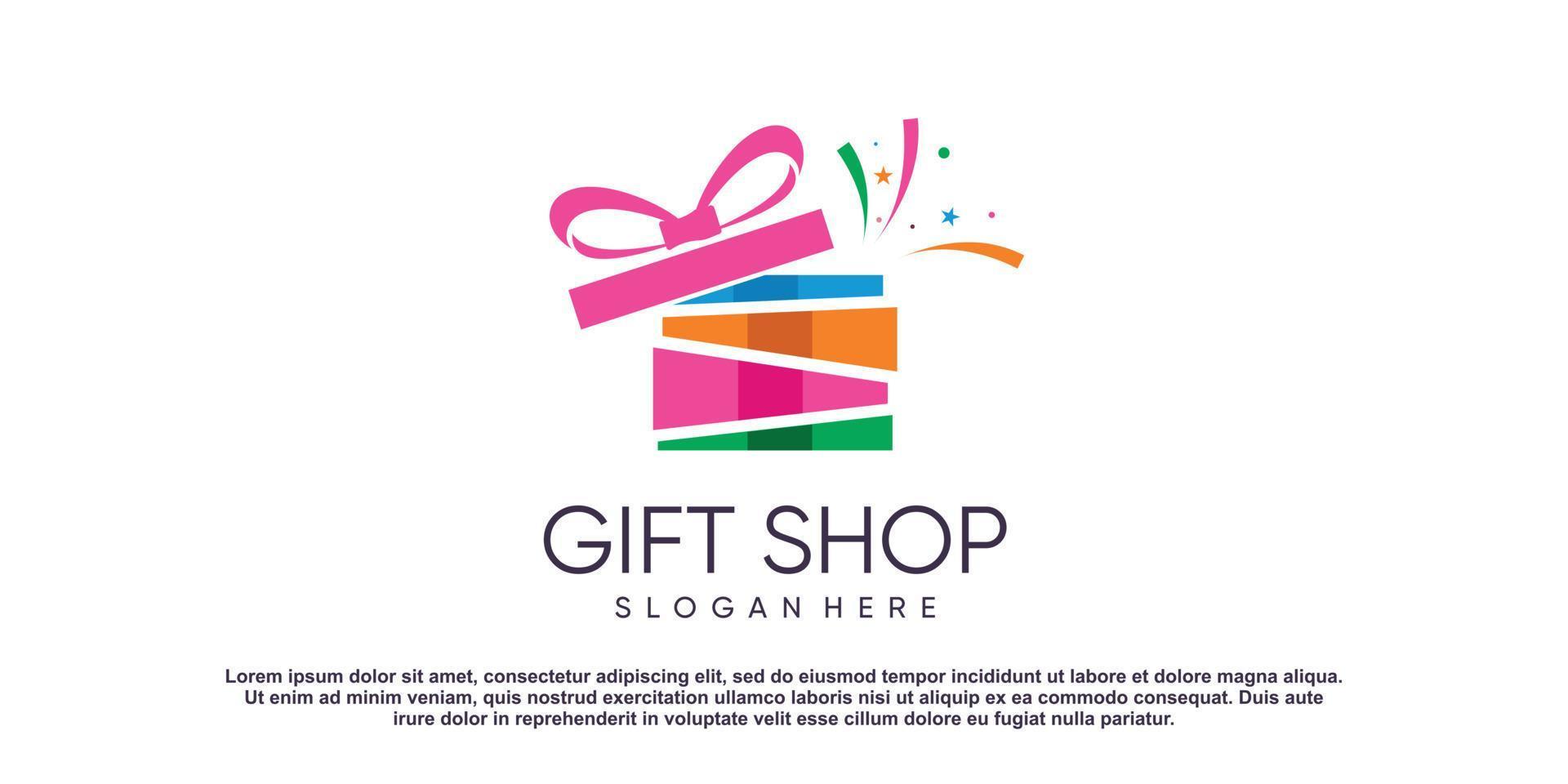 Gift logo design vector with creative modern concept style