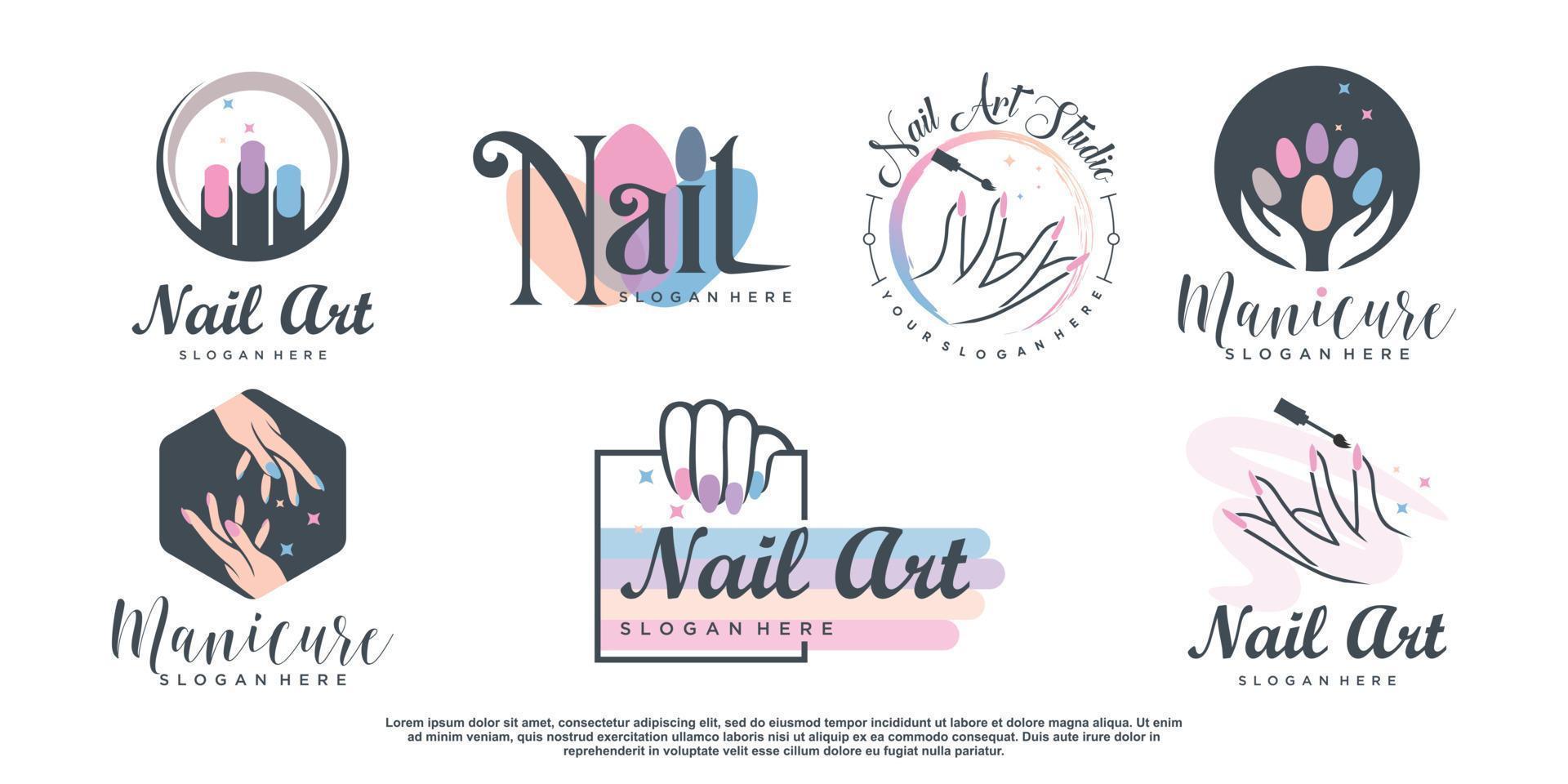 vector de diseño de logotipo de uñas de belleza con concepto de elemento creativo vector premium