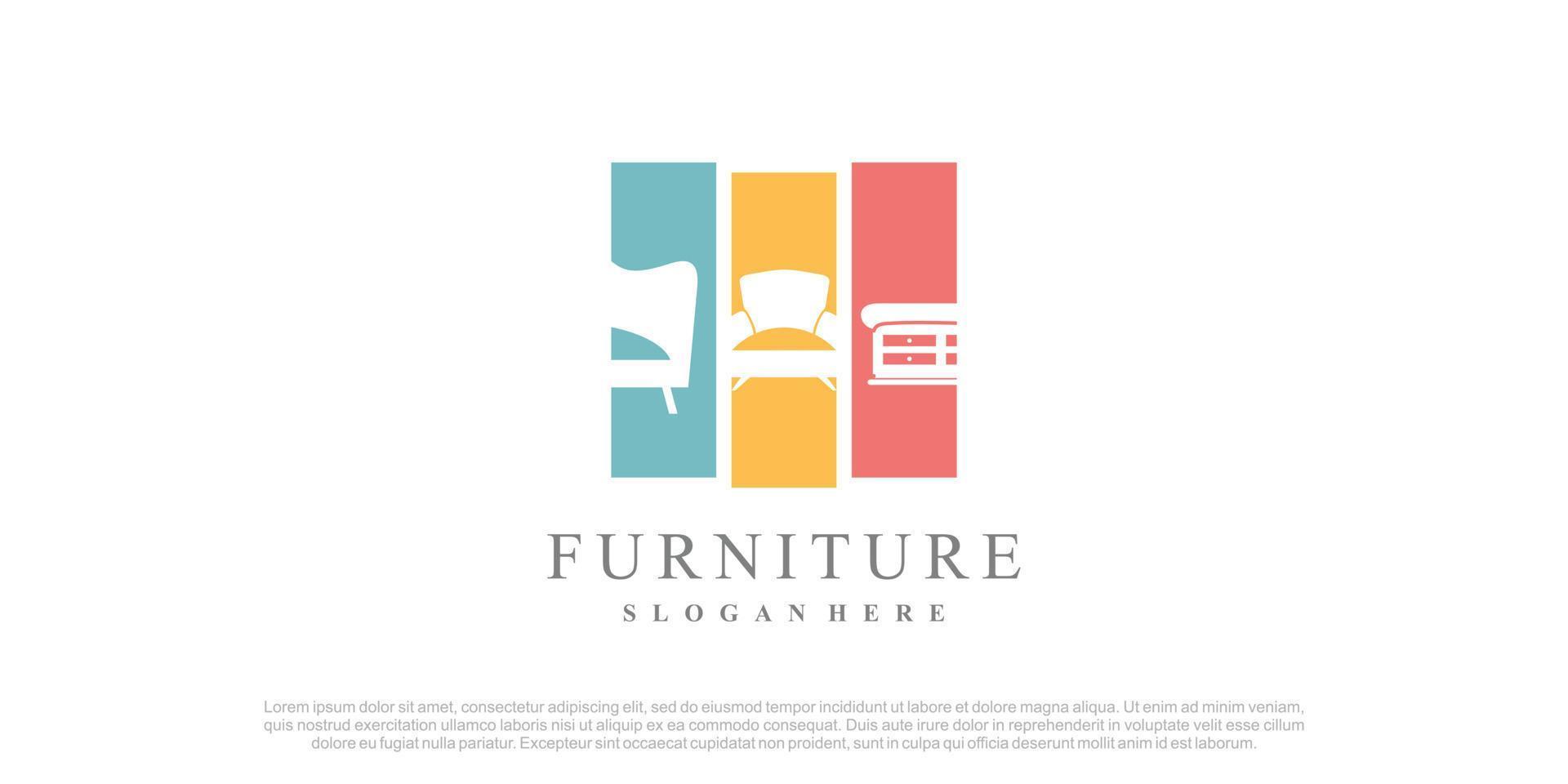 vector de diseño de logotipo de muebles con concepto creativo para negocios