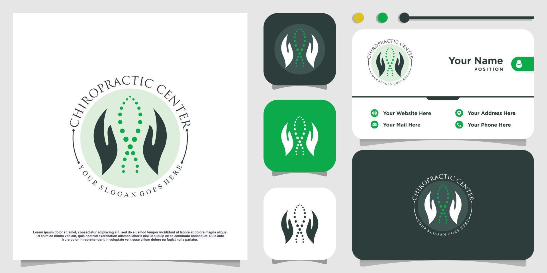 Chiroptactic logo design icon for healthcare Premium Vector