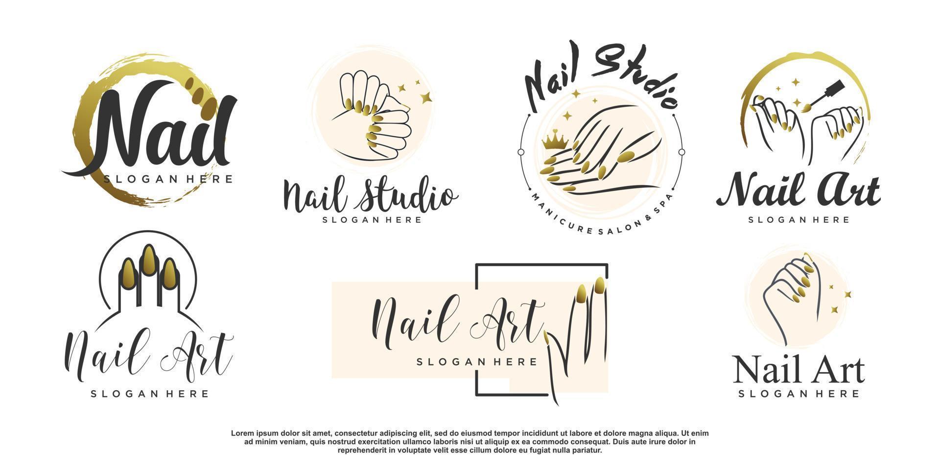 Nail salon icon logo design vector with creative unique style Premium Vector