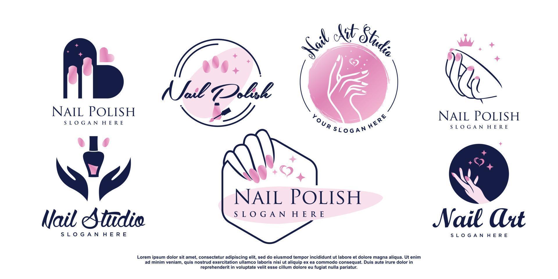 Nail polish icon logo design vector with creative abstract concept Premium Vector