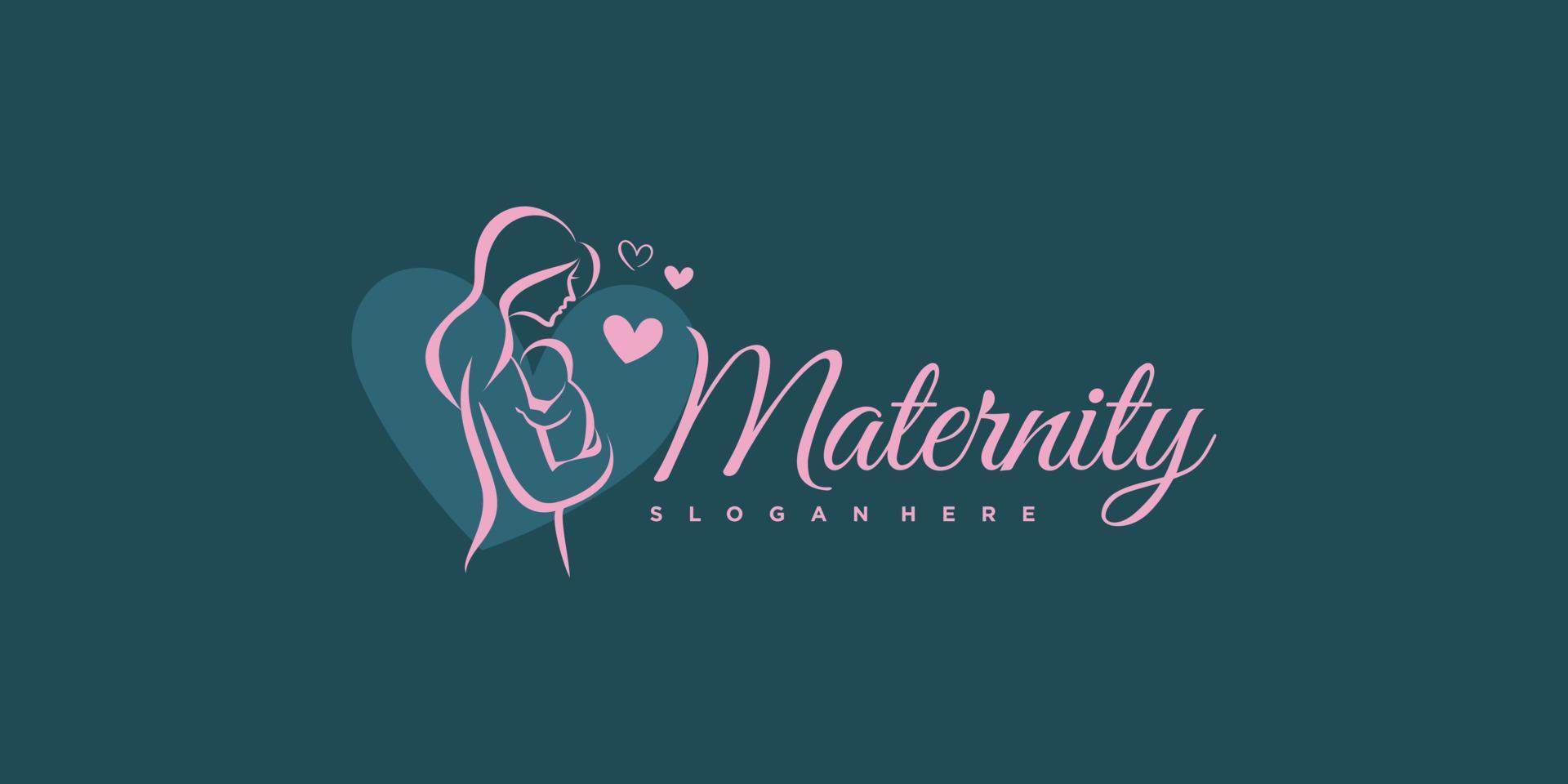 vector de icono de diseño de logotipo de mamá y bebé con concepto de elemento único vector premium