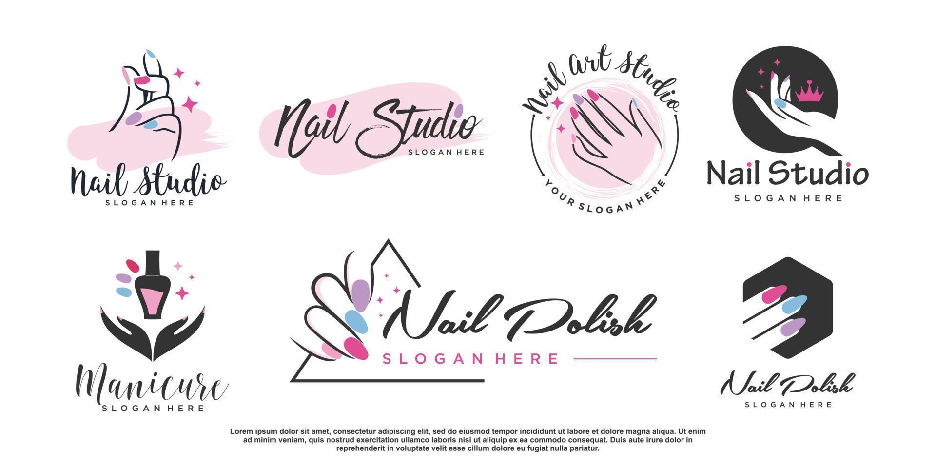 Nail salon icon logo design vector with creative unique style Premium Vector