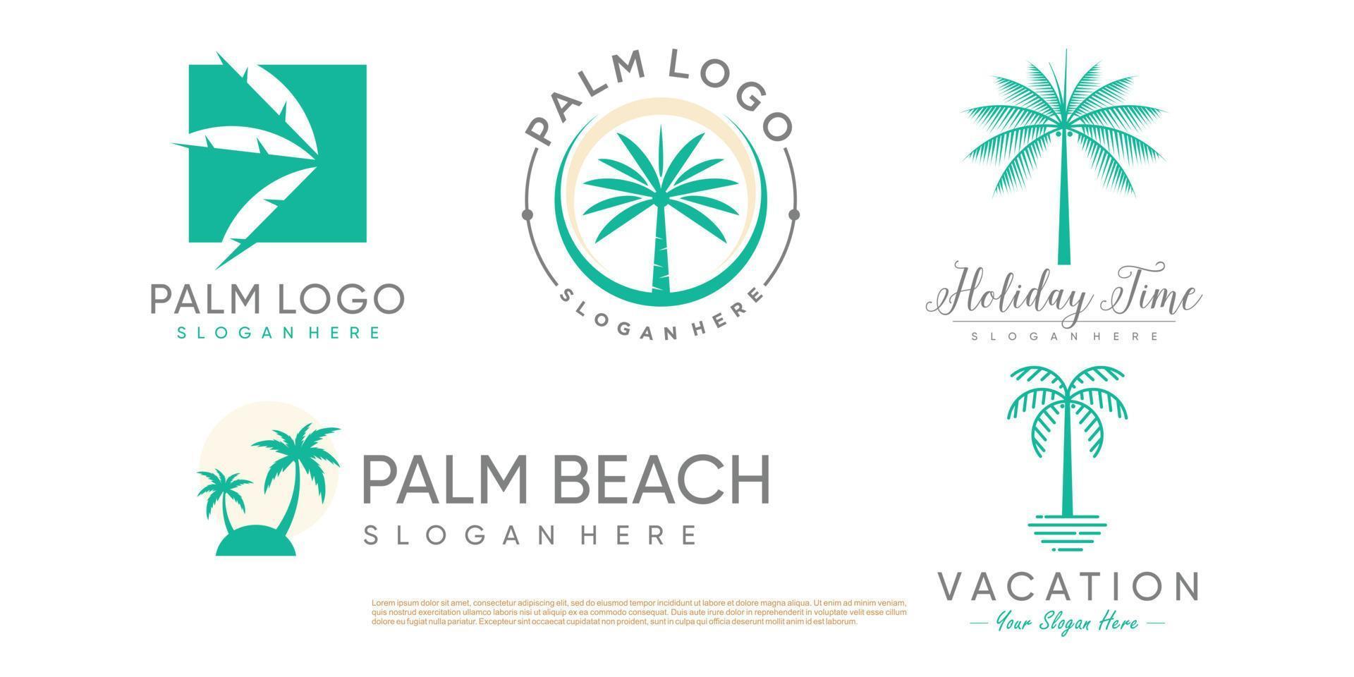 Palm logo design collection with creative element concept idea vector