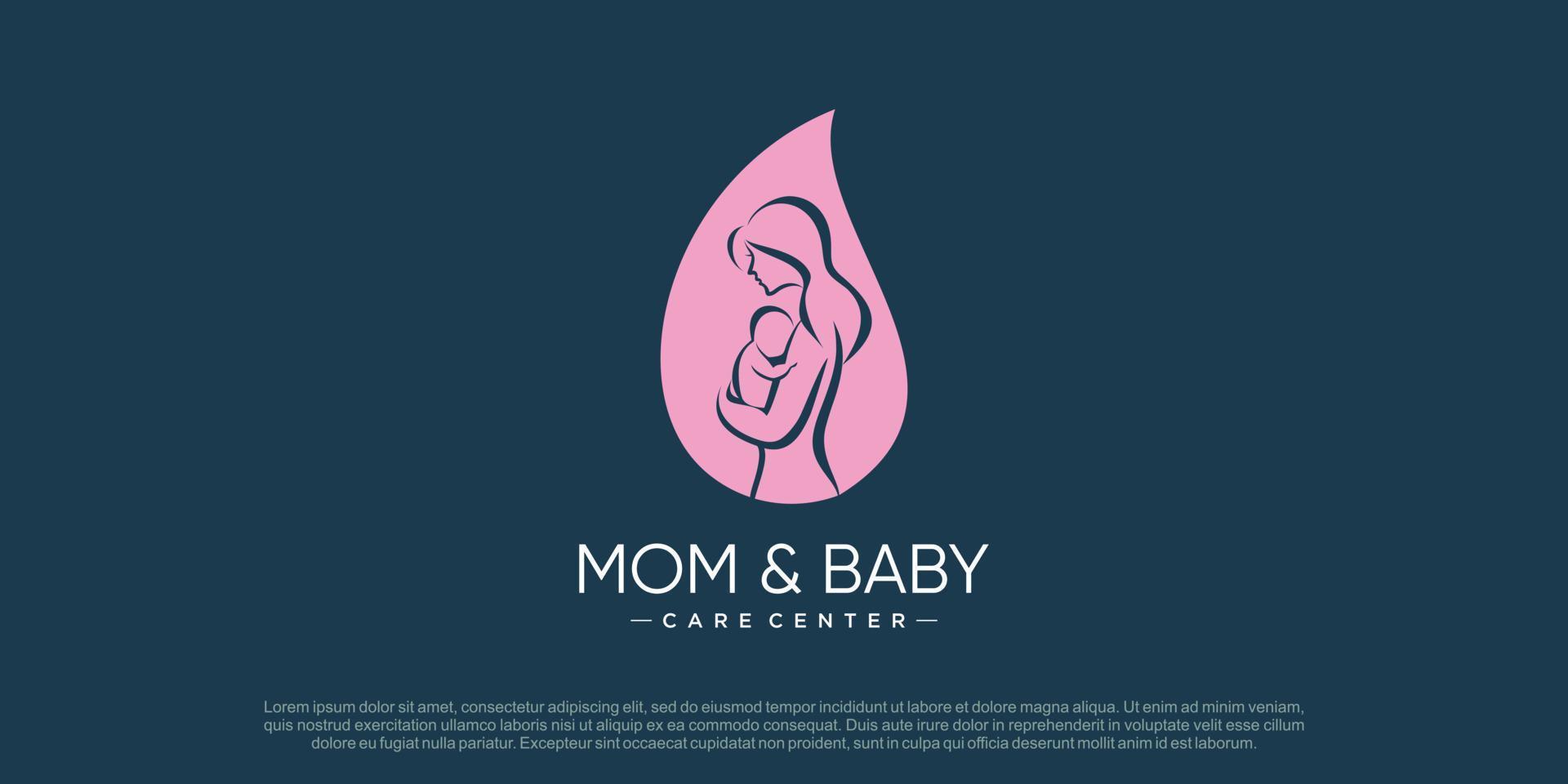 vector de diseño de logotipo de mamá y bebé con concepto único creativo