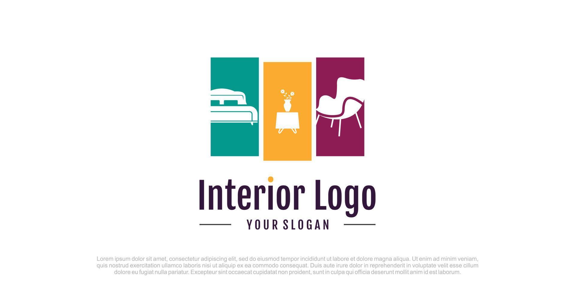 Furniture logo design vector with creative concept for business