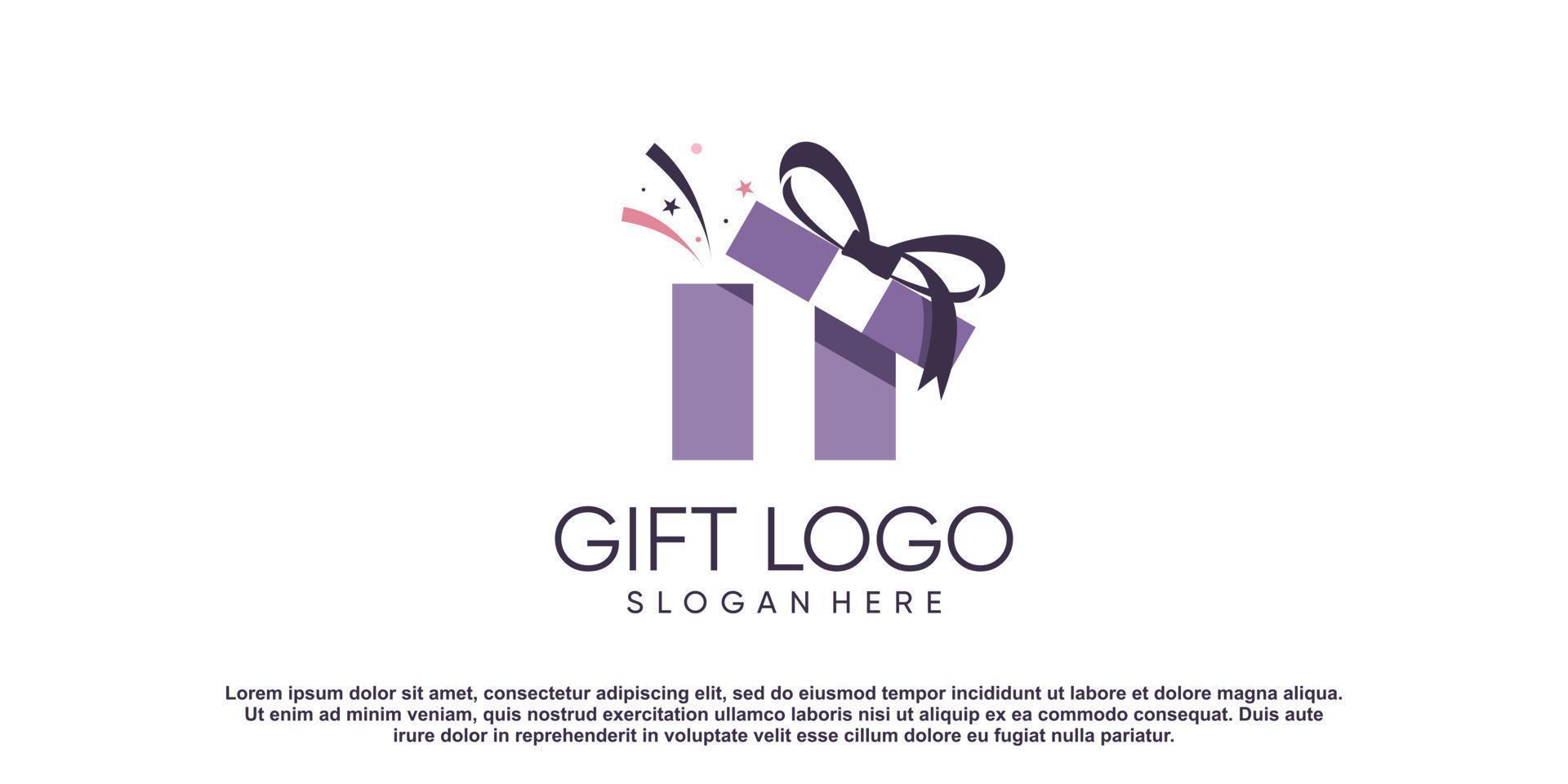 Gift logo design vector with creative modern concept style