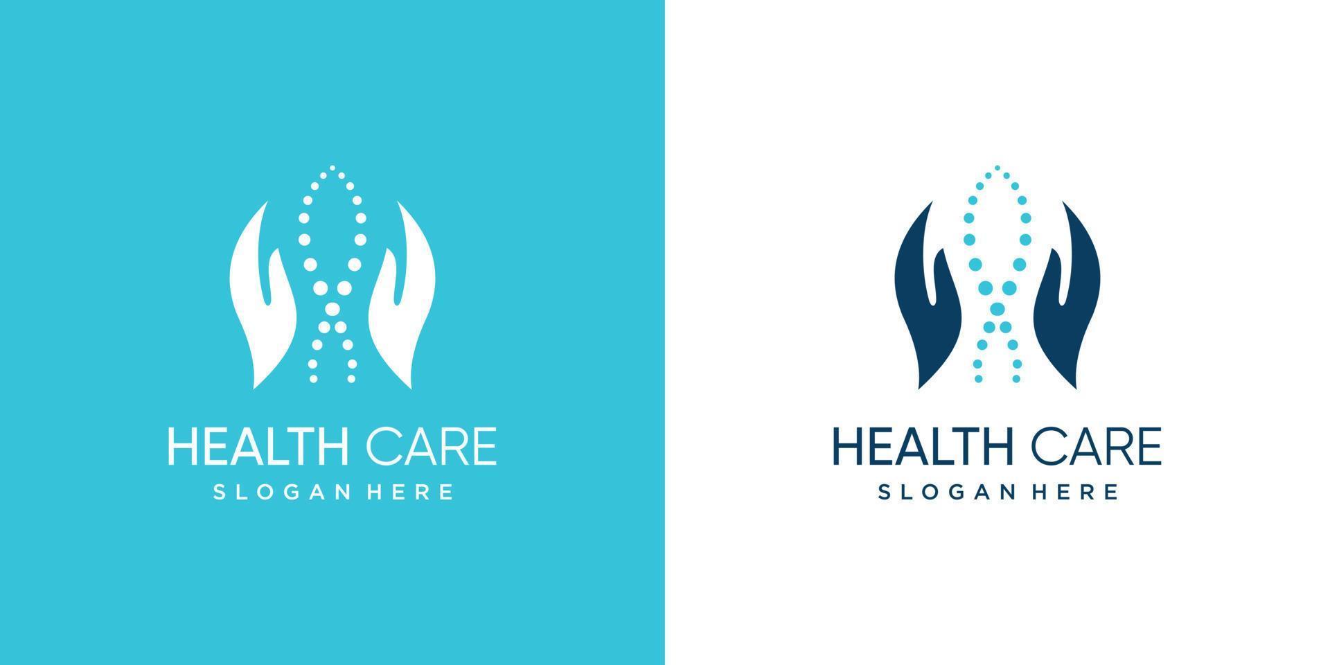 icono de diseño de logotipo quiropráctico para vector premium de atención médica