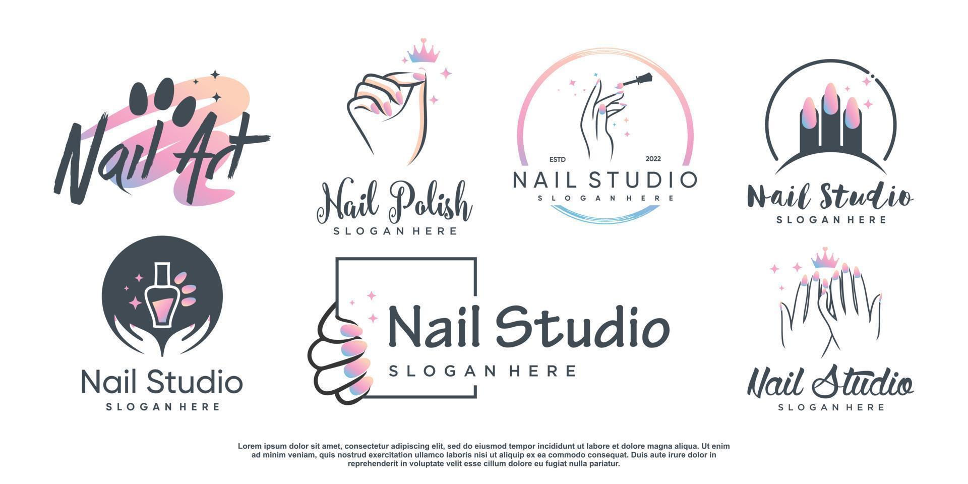 Nail polish icon logo design vector with creative abstract concept Premium Vector